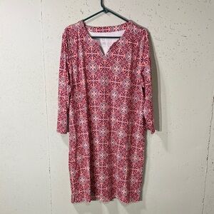 Women's Pink Patterned V-Neck Dress/ swimsuit cover up
